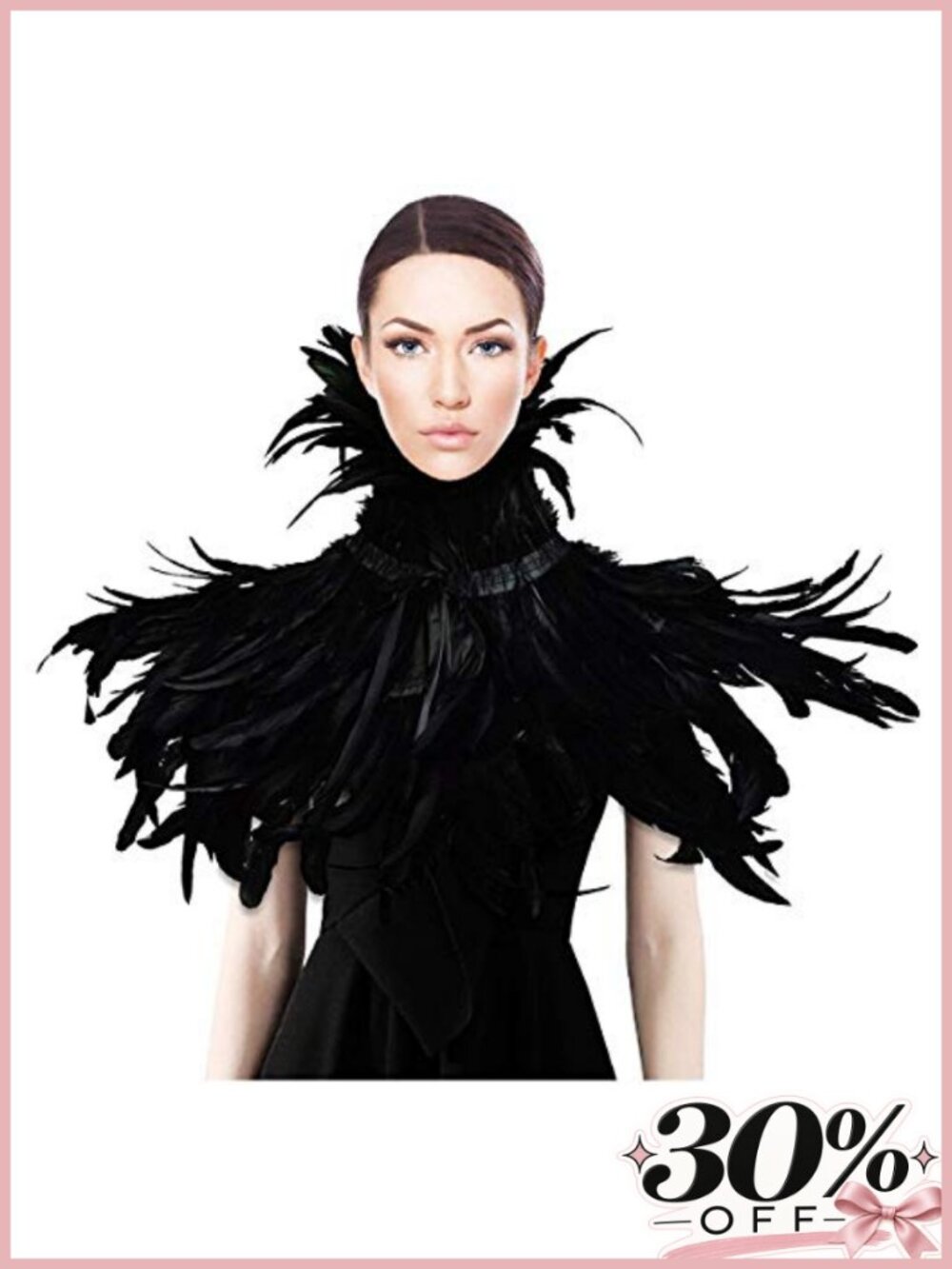 Handmade Dyed Rooster Feather Shawl Collar Halloween Costume Cape for Women